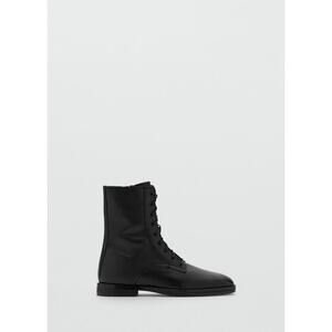 Mango Lace-up leather ankle boots